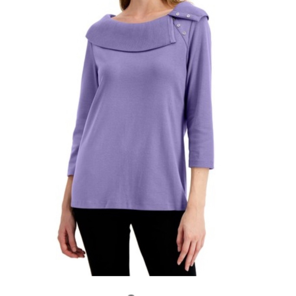 Karen Scott Shawl-Collar Top Lila Size Large NWT